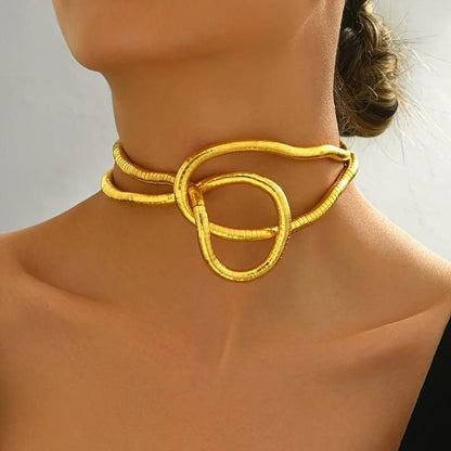 Premium Gold-Plated Bendable Serpent Snake Choker Necklace