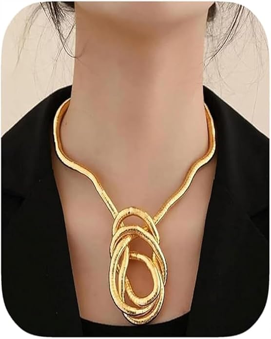 Premium Gold-Plated Bendable Serpent Snake Choker Necklace