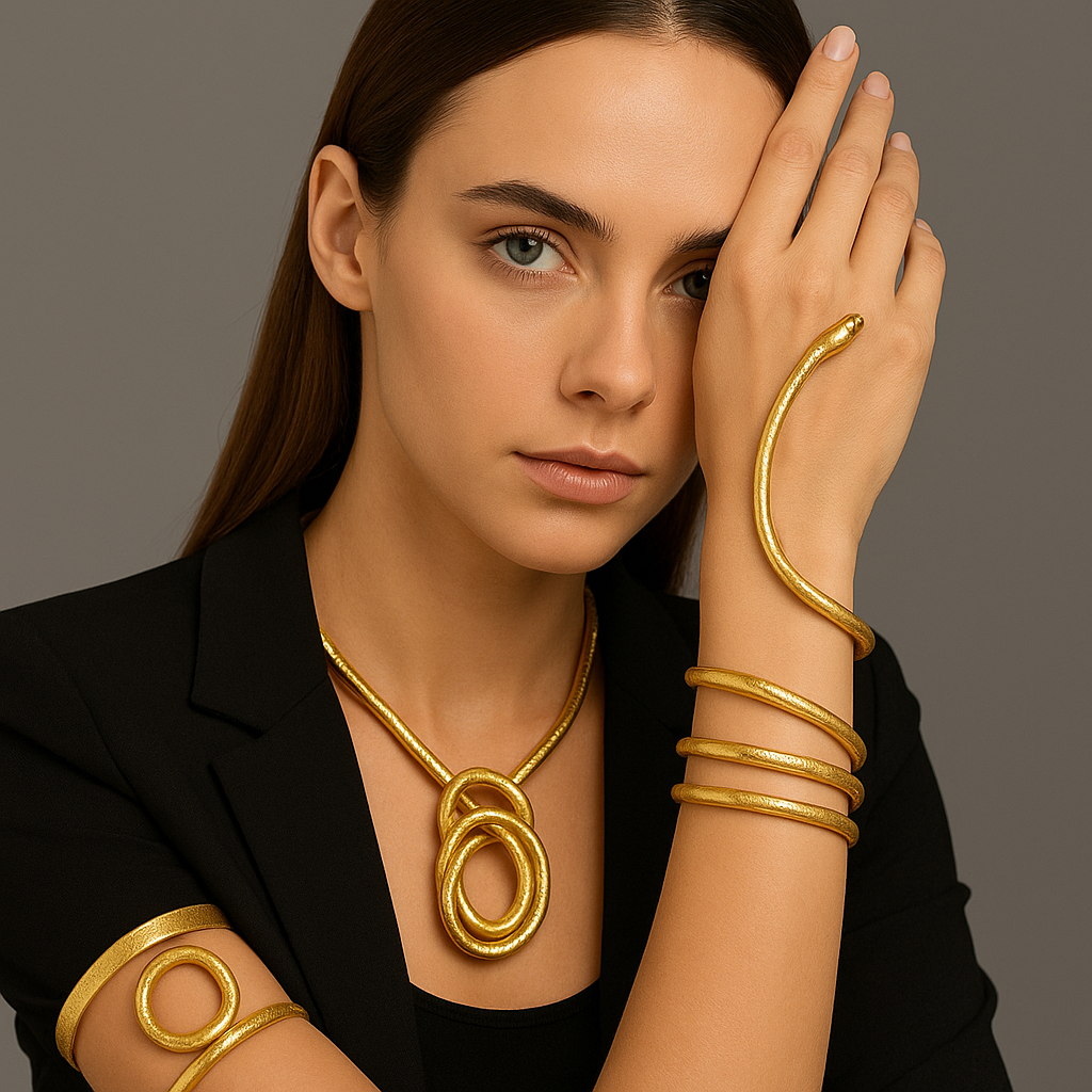 Premium Gold-Plated Bendable Serpent Snake Choker Necklace